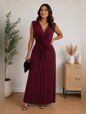 Wrapper Burgundy Maxi Dress Womens M/L